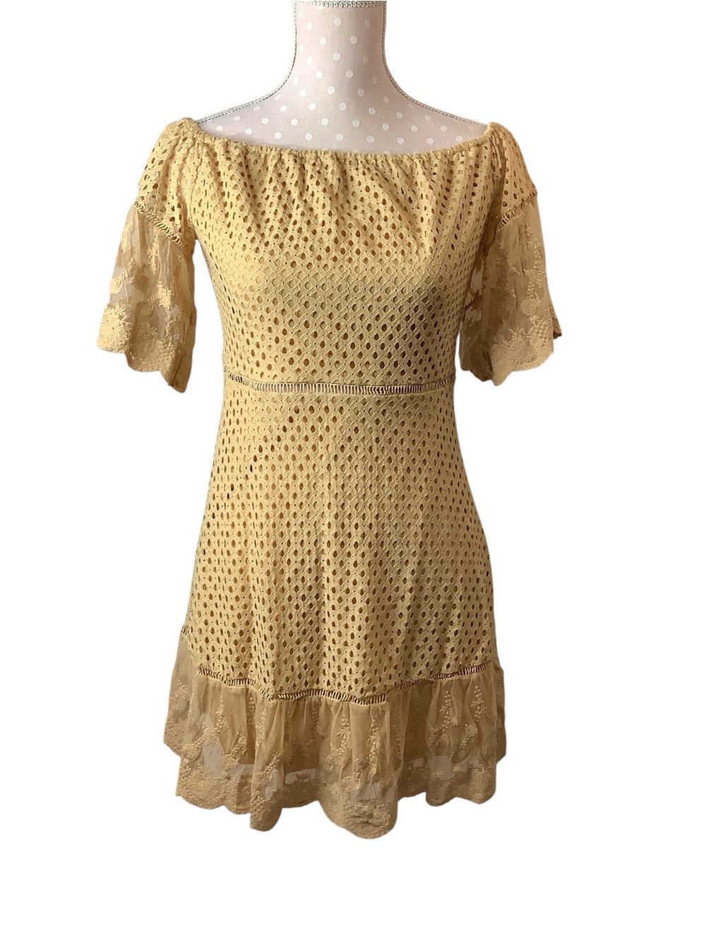 Listicle Lace Eyelet  pho Off Shoulder Dress Size S